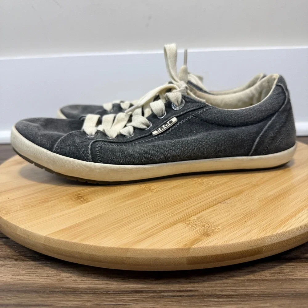 Taos Star Sneaker Womens 9.5 Charcoal Gray Washed Canvas STA-12844 Boho Neutral